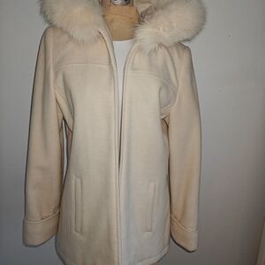 Chic Cream Teddy Jacket with Plush Hood